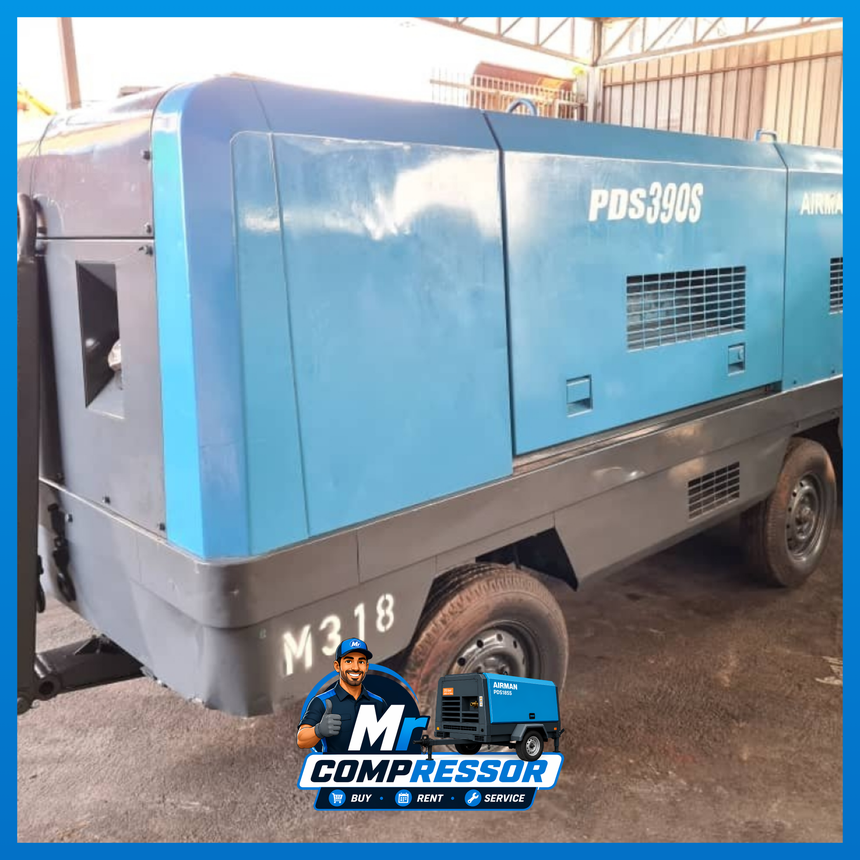 Airman portable diesel air compressor delivered to a construction site in Malaysia