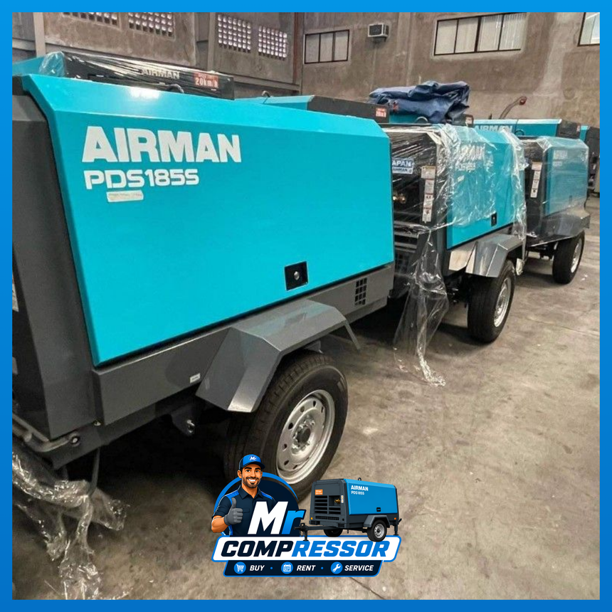 Airman portable diesel air compressor delivered to a construction site in Malaysia